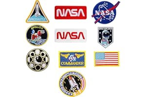 HHBDY Patches zum Aufbügeln 10 Stück Bügelpatches Aufnäher Mit Astronautenmuster, Aufnäher Mit USA Flagge, NASA Patches, für Kleidung, Handarbeiten, Individuelle Abzeichen