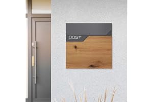 ML DESIGN MODERN LIVING ML-Design skrzynka pocztowa w kolorze antracytowym, stal lakierowana proszkowo, 37x37cm, skrzynka pocztowa z miejscem na gazety, zamykana na 2 klucze, designerska skrzynka scienna z rolka na gazety