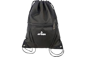 AFTREN Drawstring Bags, Waterproof Gym Bag, Black Swimming Sack Drawstring Bag for School Girls Boys Backpack, Shopping Yoga School Beach Football with Zipped Pocket (Size 42 x 34 cm)