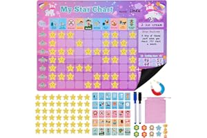 BITOYO Tabella delle Ricompense per Bambini, La Tabella Magnetica Star Include 30 attività e 70 Stelle, Routine Bambini Giornaliera mbini, Tabella delle Ricompense Magnetica Sviluppa Buone abitudini