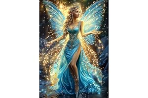 NEWENMO 5D Élégante Fée Diamond Painting Set,DIY Lumineuses Ailes Peinture Diamant Adulte,Belle Diamant Painting,Bricolage Diamond Art Kit Complet,pour Adulte Débutant Maison Décoration (30x40cm)