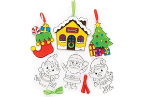 Baker Ross FE860 Attrape Soleil Enfant motif Atelier du Pere Noel - Lot de 10, Décoration Loisirs Créatifs Enfants, Loisirs Créatifs Vitrail, Noel Enfant