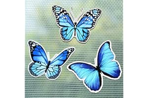 FIADA 6 Pezzi di Adesivi Magnetici a Farfalla per Porte a Zanzariera a Doppio Lato Magneti Flessibili Decorativi Multicolori per Zanzariera Magnetica Frigorifero e Porte Scorrevoli(Blu,Stile Fresco)