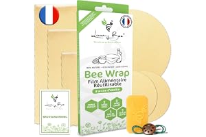 Loomy Bee – Bivaxdukar för livsmedel – 6-pack – Återanvändbar bivaxduk – Ekologisk och plastfri livsmedelsförvaring – Miljövänlig present – Tillverkad i Frankrike