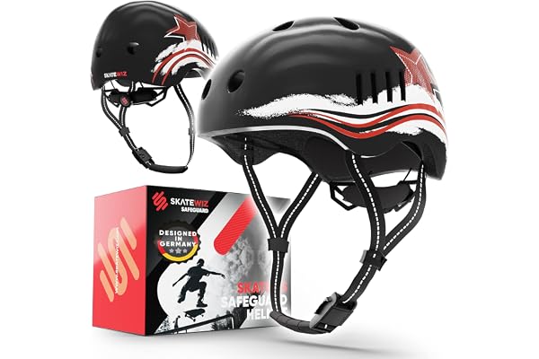 SKATEWIZ Casque Velo Enfant - Développé par Le Fabricant Allemand en 12 Designs sympas - Casque Trotinette, Skateboard, BMX, Roller-Casques pour Enfants extrêmement légers