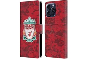 Head Case Designs Officially Licensed Liverpool Football Club Home Red Crest Digital Camouflage Leather Book Wallet Case Cover Compatible With Apple iPhone 16 Pro Max