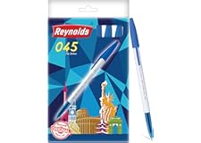 Reynolds 045 - BLUE (PACK OF 10) I Lightweight Ball Pen With Comfortable Grip for Extra Smooth Writing I School and Office St