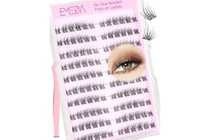 EMEDA Pestañas autoadhesivas Cluster Pestañas Naturales Self adhesivas Kit de Racimos de Pestañas Prepegadas Sin residuos pegajosos Pestañas en Racimo sin Pegamento No necesita pegamento (Camellia)