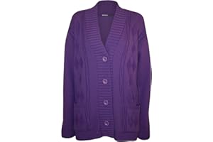 WearAll Plus Size Womens Button Long Sleeve Pocket Top Ladies Knitted Cardigan - 14-20