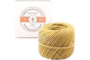 MILIVIXAY Mecha de cáñamo con Revestimiento de Cera de Abeja Natural, Cera de Abeja de Grado Comestible, Carrete de 200 pies, tamaño estándar (1 mm), sin blanquear, sin teñir y 100% orgánico.