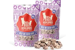 PACK'N PRIDE PACK’N PRIDE Freeze Dried Cat Treats, 50g Chicken Hearts for Indoor Cats, Natural Kitten Treats | No Artificial Colors | High in Protein & Low in Fat