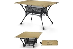 OneTigris Dipper - Mesa de camping plegable, con bolsa de transporte y bolsa de malla, ultraligera, para pesca, senderismo, 60 x 40 x 37 cm (marrón coyote)