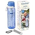 Pure Clear Filter Water Bottle - 769ml - Water Filter Bottle with Electro-Adsorptive Tech to Remove Viruses, Bacteria, Parasites & More - Filtered Water Bottle For Travelling, Gym & Outdoors - Blue