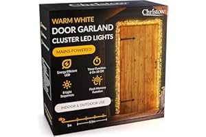 Christow Christmas Cluster Light Door Garland, Warm White LED Decoration with Timer, 8 Light Modes Flashing & Static, Indoor & Outdoor, Mains Operated, Clear Cable, 5.5m for Standard Front Door