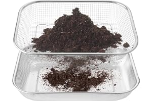 CODOHI Lot de 2 grands tamis de sol en acier inoxydable pour jardinage, compost de jardin, tamis avec écran en maille de 6,35 mm et 6,35 mm pour la saleté, les roches, les granulés, le gravier, le sable, les
