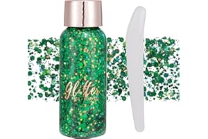 GL-Turelifes Lentejuelas de sirena con purpurina líquida, sombra de ojos, gel para el cuerpo, festival, purpurina, cosméticos, para el pelo, maquillaje de larga duración, brillo de 30 g (#109 Verde)