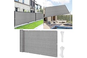 SUNLIMEI Pantalla para Balcón 55 x 650 cm Protección de Privacidad Opaca Pantalla para Balcón Jardín con Ojales Cuerda para Barandillas de Balcón, Terraza y Jardín, Gris Claro