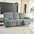 HOKIPO Polyester Blend 140Gsm Stretchable Recliner Sofa Cover 3 Seater, Intense Grey Abstract Floral (Ar-4942-C2)