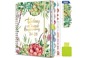 Gumiho Agenda settimanale 2024 2025 Spirale – Agenda scolastica A5 (luglio 2024-giugno 2025) – con anello di penna,segnalibro con righello e adesivi per piani