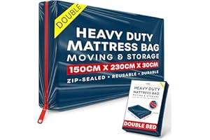 VOLILA Double Mattress Storage Bag with Zipper - 1 Pack Blue Waterproof Mattress Cover for Moving - Mattress Bag to Protect Beds from Stains, Dust, and Pest Damage - Plastic Mattress Cover