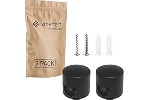 smartect Soporte de Techo y Pared de Aluminio para Cables [2 Piezas, Negro] Fijación en Techo con tornillos y tacos, Decentrador de Techo para que arme su propio proyecto de bricolaje