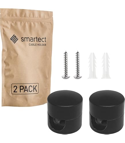 Produktbild von Amarcords 5 Deckenpins Für Lampen – Wand- / Deckenhaken Mit Kabelstopper, ø20 Mm, Für Kabel Bis 7,5 Mm – Schwarz, Inkl. Schraube & Dübel