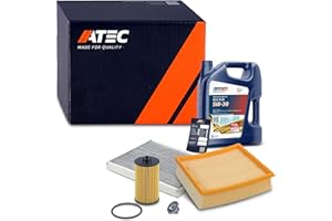 ‎ATEC GERMANY ATEC Germany Inspektionspaket Filterset mit 1x Ölfilter; 1x Luftfilter; 1x Innenraumfilter; 1x Ölablassschraube; 1x Motoröl 5W-30 CLEANTEC SAE 5 l, KOMPATIBEL MIT - OPEL CORSA D (S07), CORSA E (X15)