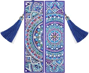 5D Diamant Malerei Lesezeichen Pfau - DIY Bastelset Mit Leder Quaste