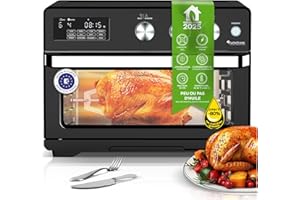 TURBOTRONIC BY Z-LINE TurboTronic Horno de Aire Caliente XXL 32L con Spiedo Giratorio, 5 en 1: Horno, Deshidratador, Freidora sin Aceite, desde 25°C, Potencia 1700W