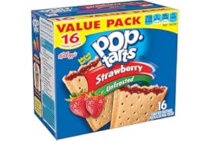 Kellogg's, Pop Tarts, Unfrosted Strawberry Toaster Pastries, 16 Count, 29.3oz Box (Pack of 2)