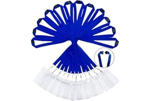 WEZEBEL 12 Pack Breakaway Lanyard with Card Holders, Durable Rainbow Neck Safety Lanyards Straps with Clear Waterproof Name Badge Holders in Bulk,Blue