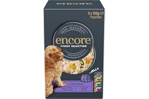 Encore Natural Wet Dog Food Pouches Finest Chicken Selection in Jelly, 5x100g Pouches