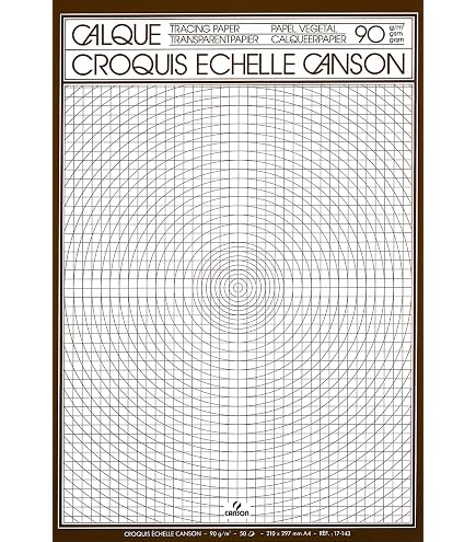 Bloc Papier Calque Millimétré Canson A4 - 50 Feuilles 70/75 G/m² - Quadrillage Bistre Au Verso