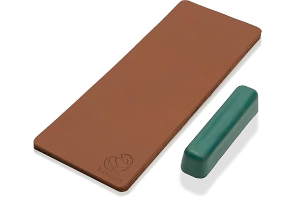 BeaverCraft Cuir à décaper Strop pour aiguiser les couteaux LS2P1 - Kit d'affûtage de couteaux 8 x 20 cm - Aiguiseur de couteaux avec affûtage Ensemble de pâte à polir Strop - Double face