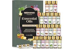 MIGCAPUT Zestaw Olejków Eterycznych do Aromaterapii 21 x 5ML, 100% Naturalne Olejek Zapachowe do Dyfuzory, SPA, Masażu, Kąpieli - Drzewo Herbaciane, Lawenda, Mięta, Bergamotka, Rozmaryn, Cytryna