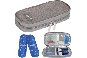 BOMKEE Insulin Kühltasche für Diabetiker, Insulin Pen Tasche Reise Insulin Stiftetui, Insulin Tasche, Medikamenten Kühltasche Tragetasche mit 2 Kühlakkus