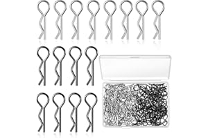 BBTO 120 Pezzi Universale RC Corpo Clip Argento e Nero Acciaio Inox R Clip per Tutti 1/10 1/12 Scala Redcat HPI Himoto HSP Superare RC Auto Parts Truck Buggy Shell Sostituzione