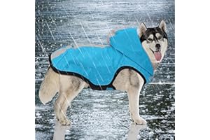 Idepet Wasserdichte 2-in-1-Regenjacke für Hunde, leichter Overall für Hunde mit Kapuze, atmungsaktiver Regenponcho mit Kapuze und reflektierendem Streifen für kleine, mittel große GroßHunde (XL, Blau)