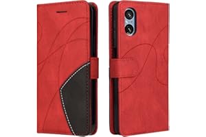 CXTCASE Funda Cartera para Sony Xperia 5 V, FuncióN Kickstand Cubre con Sony Xperia 5 V, Funda con Tapa Sony Xperia 5 V, Funda Movil Carcasa PU Cuero, Rojo