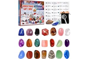 MEIGBFR Christmas Advent Calendar 2023 Kids, Christmas Countdown Calender, 24 PCS Gemstones Natural Minerals and Rocks, DIY Crystal Advent Calendar, Xmas Gift for Girls Boys Geology Enthusiasts