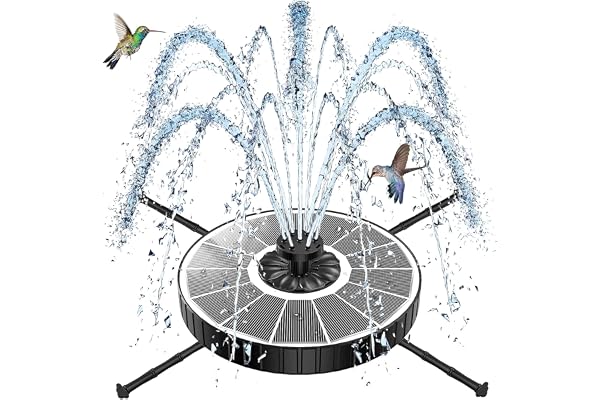 SZMP Fontaine Solaire Extérieure Flottante, 3.5W Pompe pour Bassin Jardin 2026 Améliorée, 3 Hauteurs de Jet, Fontaine Solaire avec 8 Buses & 4 Tiges Rotative pour Bain d'oiseaux Fontaines Extérieure