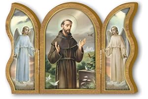 F.LLI BONELLA Fratelli Bonella | Trittico devozionale in legno di San Francesco f.to 6x9cm | Made in Italy