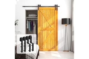 LTIYITL 274CM (9FT) Bypass Sliding Barn Door Hardware Kit for Double Wooden Doors, Upgraded Single Track,Easy to Install and Sturdy Smoothly (J Shape Hanger)