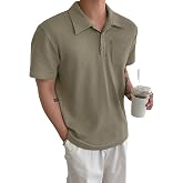GENIUS STORE Erkek Oversize Polo Yaka Waffle T-Shirt