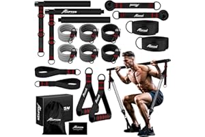 HPYGN Pilates Bar Kit with Resistance Bands, Heavy Multifunctional 270lbs Pilates Equipment for Strength Training, Abs, Back, Arms, Portable Home Gym & Travel Fitness Gear, Exercise Bands for Men