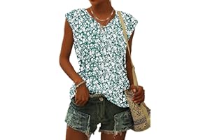 WNEEDU T Shirt Femme à Manches Courtes Tee Shirt Femme col V Hauts D'été Tops de Base Blouses Décontractés