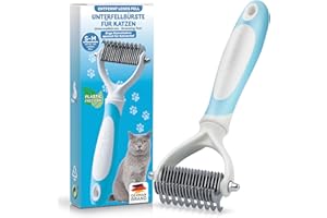 BluePet Unterwollbürste für Katzen, Katzenbürste für Langhaar, Fellbürste zum Entfernen von Unterfell, Unterfellbürste & Katzenkamm, Entfilzungskamm für Langhaarkatzen, Kamm für sanfte Fellpflege Blau
