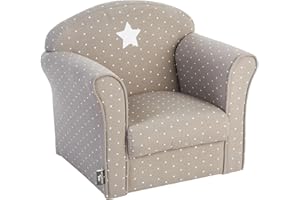 WELL HOME MOBILIARIO & DECORACIÓN Sillón Infantil Classic Color Gris Topo con Estampado Decorativo, 49 x 35,2 x 44 cm