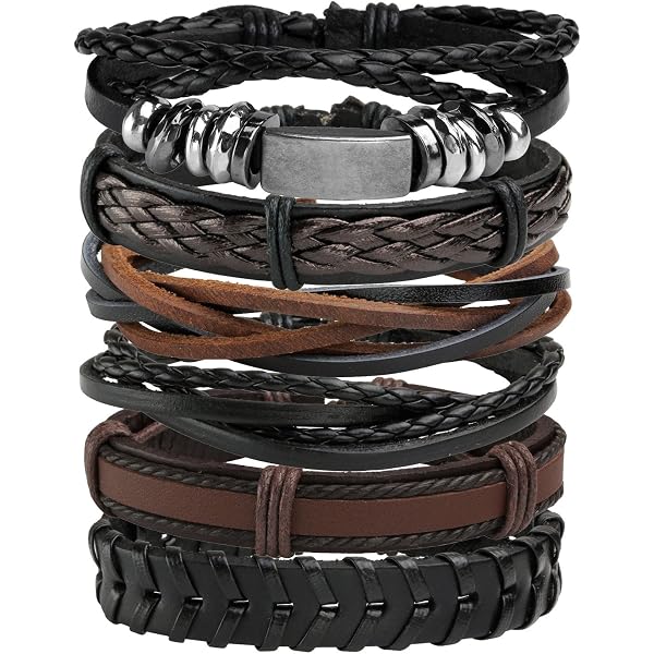 Bracelet Réglable En Cuir Véritable Noir Pour Homme Ou Ado - Neuf Avec étiquettes, Style Artisanat