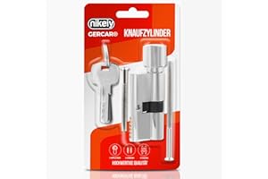 ‎GERCAR GERCAR Profilzylinder Schließzylinder Zylinderschloss 30/30 Knaufzylinder Türschloss - inkl. 5 Schlüssel - Einzeln - Länge: 60mm, A:30 B:30-1er Set